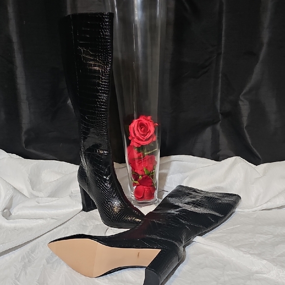 Chunky Heels Snakeskin Western Boots - Picture 1 of 7